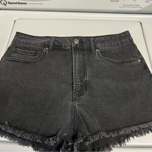 Black Denim Jean cutoff festival shorts 5 pocket style with button and zip fly